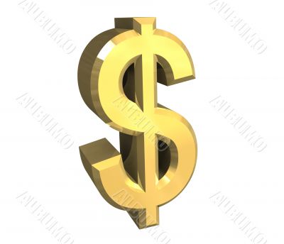 isolated dollar symbol in gold - 3D made isolated dollar symbol in gold - 3D made