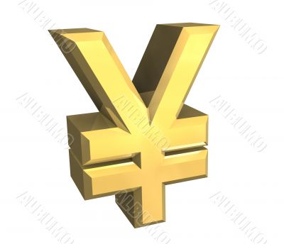 isolated yen symbol in gold - 3D made isolated yen symbol in gold - 3D made