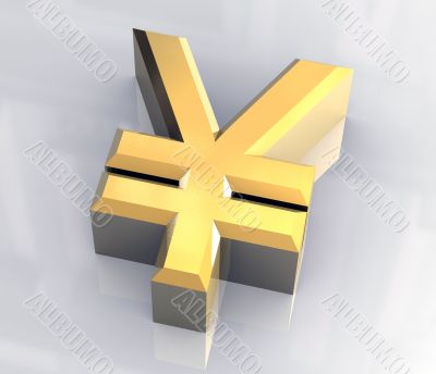 isolated yen symbol in gold - 3D made isolated yen symbol in gold - 3D made