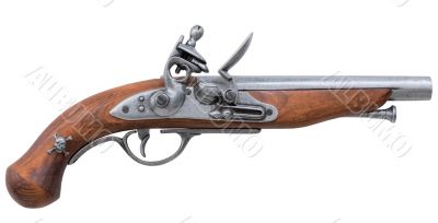 Ancient pistol isolated on white