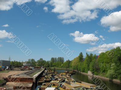 The barges on the canal