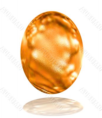 golden pattern easter egg with reflection over white background