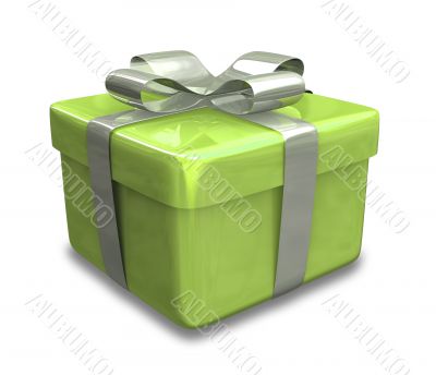 wrapped white and green gift - 3D made wrapped white and green gift - 3D made