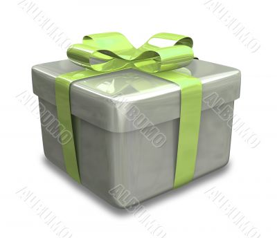 wrapped white and green gift - 3D made wrapped white and green gift - 3D made
