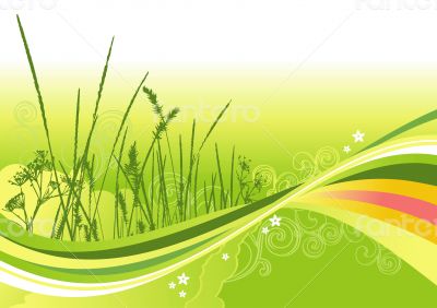 grass, flowers and abstract lines background