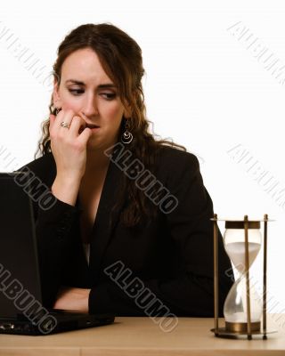 Worried woman Watching the clock