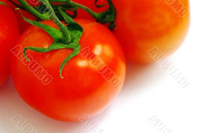 Some cherry tomatos on the white background