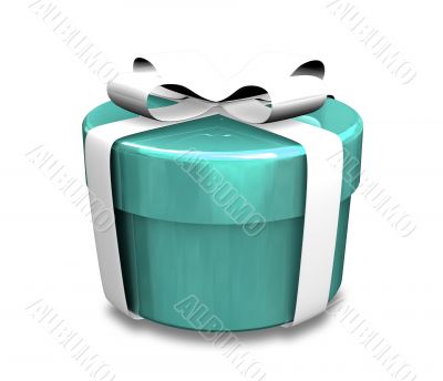 white gift with blue wrap - 3D made