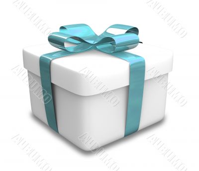 white gift with blue wrap - 3D made