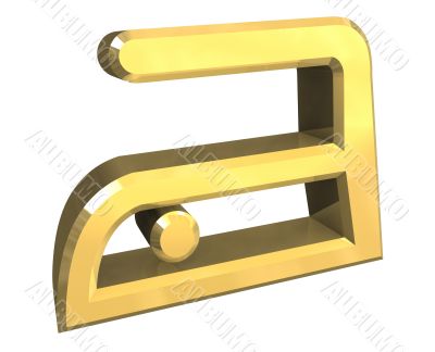 cool ironing symbol in gold - 3D