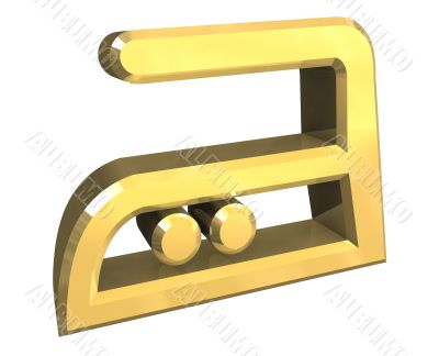 Medium Heat ironing symbol in gold - 3D