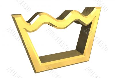 washing symbol in gold isolated - 3D
