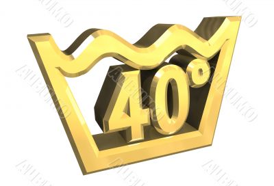 washing 40 degree symbol in gold isolated - 3D