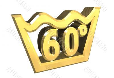 washing 60 degree symbol in gold isolated - 3D
