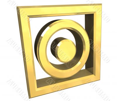 tumble dry symbol in gold isolated - 3D