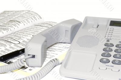 White telephone on a white background. White telephone on a white background.