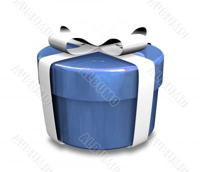 white gift with blue wrap - 3d made