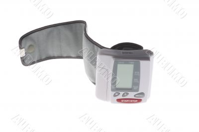 blood pressure monitor on white