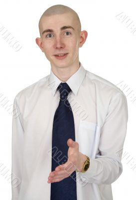 Business man with an open hand