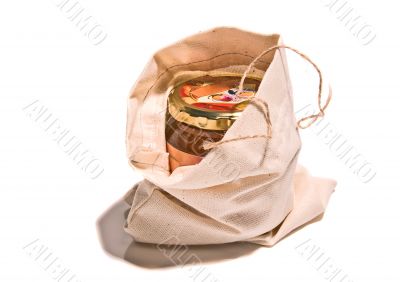 Untied canvas sack, isolated. Untied canvas sack, isolated.