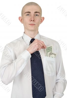 Man with money in a pocket
