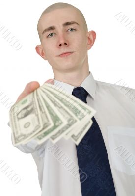 Man with money in a hand
