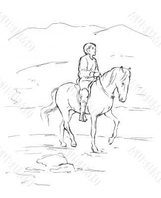 sketch of rider sketch of rider