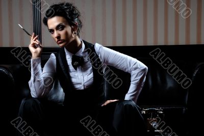 Businesswoman smoking