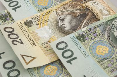 polish zloty banknotes background