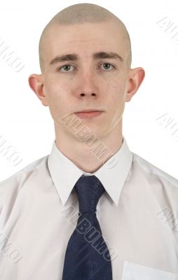 Portrait of the young man on a white background