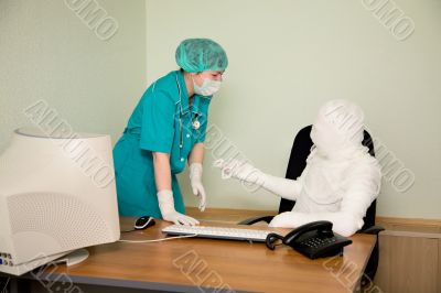 The bandaged boss and nurse