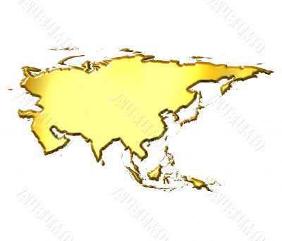 Asia 3d Golden Map