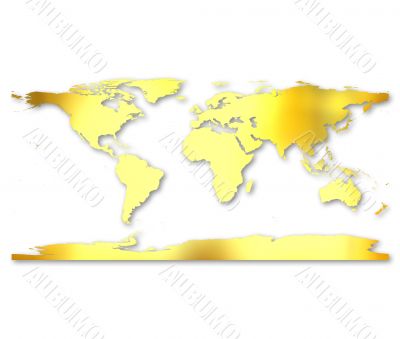 3d Golden World Map