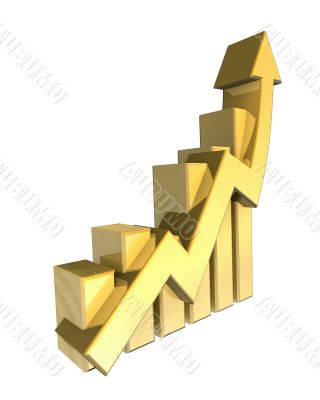 Statistics graphic in gold - 3d made