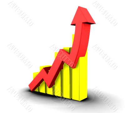 Statistics graphic yellow and red - 3d made