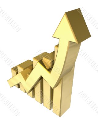 Statistics graphic in gold - 3d made