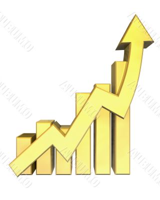 Statistics graphic in gold - 3d made