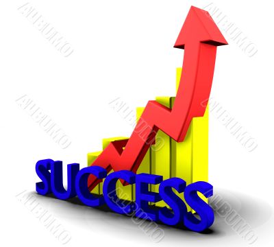 Statistics graphic with success word