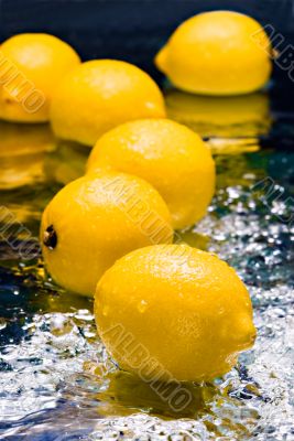 lemons on thin layer of water