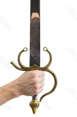 Shaft of sword on hand