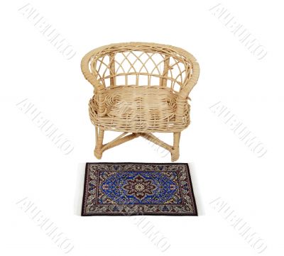 Wicker chair and rug