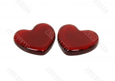 Two Red Glass Hearts