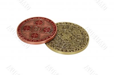 Intricate gold coins