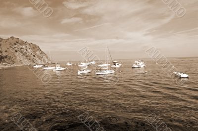 Boats Parked sepia