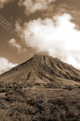 Green Mountain in Hawaii sepia