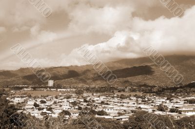 Rainbow over Waikiki sepia