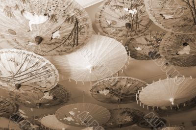 Chinese Decor Umbrellas sepia