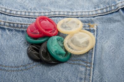 Condoms in different colors