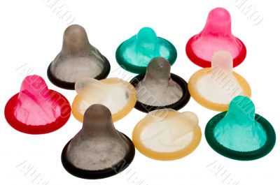 Condoms in different colors