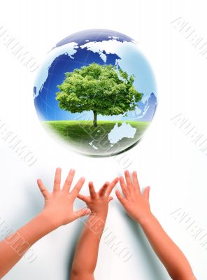 Earth and babies hands